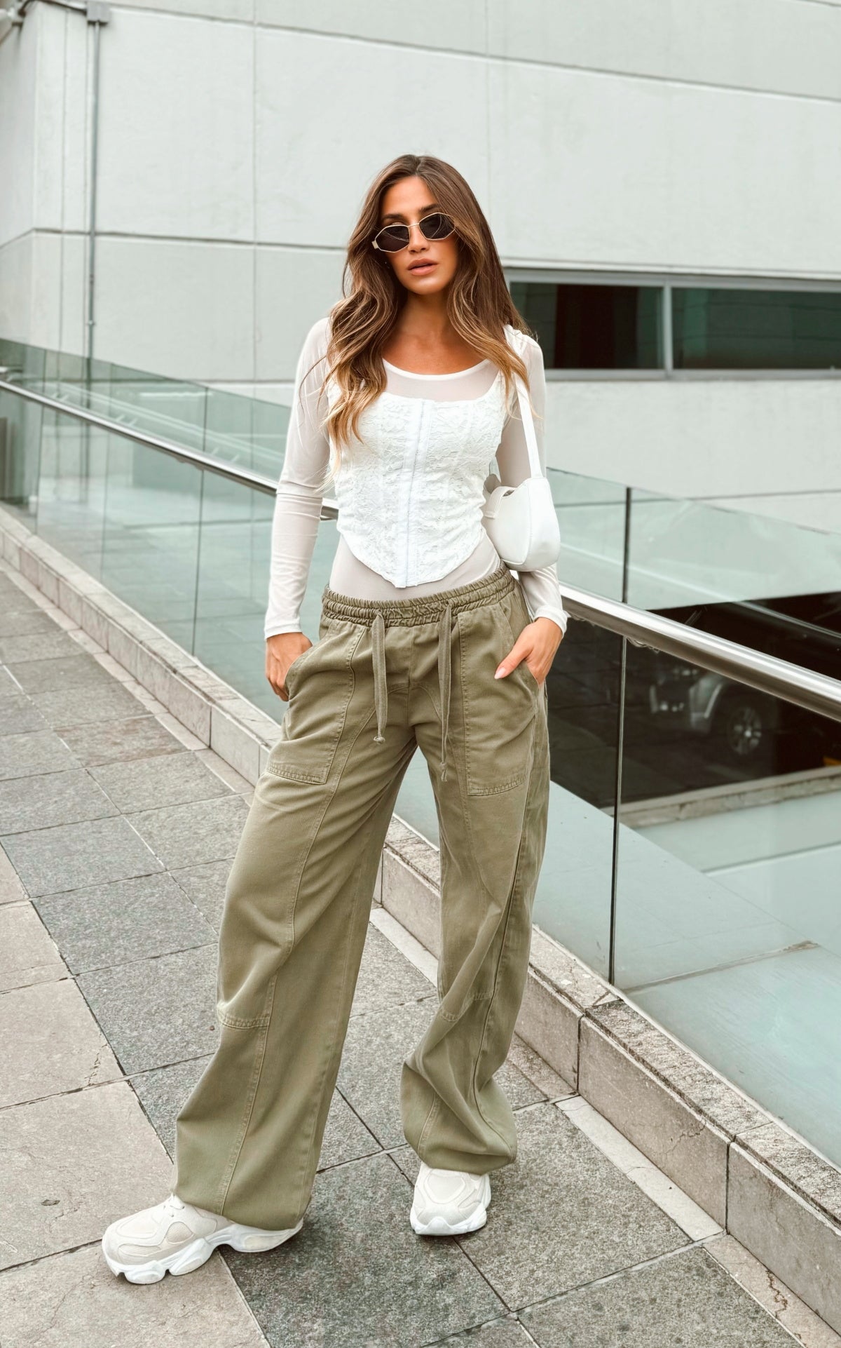 Military Green Denim Joggers by Navissi