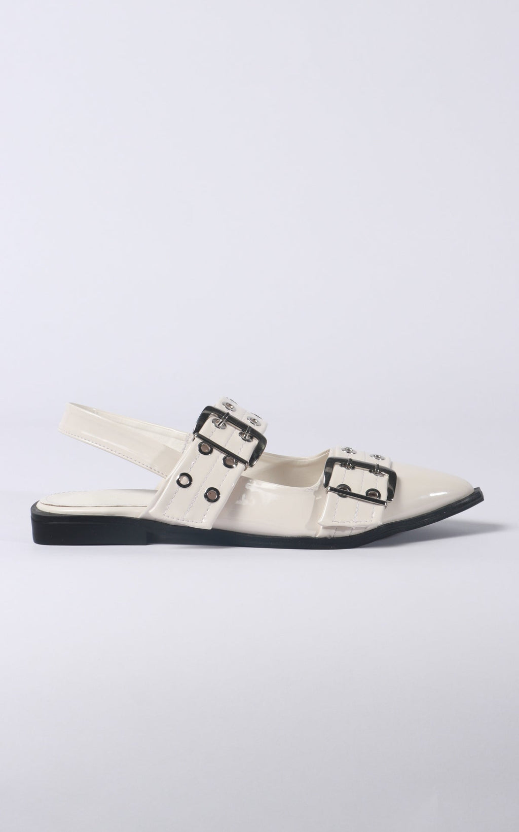 Mules Marfil Puntiagudos Con Correas
