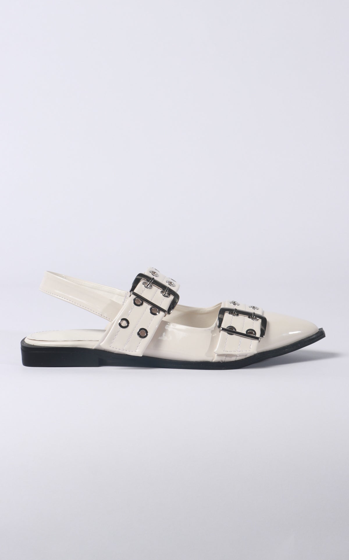 Mules Marfil Puntiagudos Con Correas