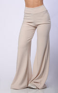 Sand Wide-Leg Ribbed Pants by Navissi
