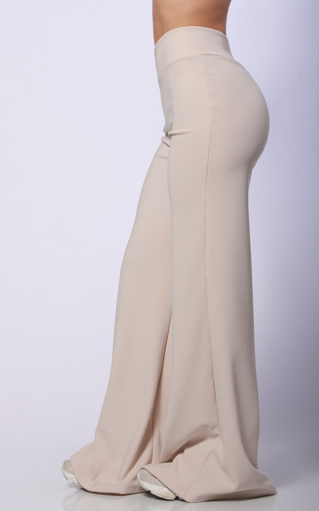 Sand Wide-Leg Ribbed Pants by Navissi