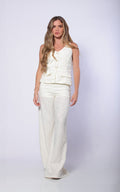 Ivory Lace Elastic Pants by Navissi
