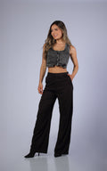 Black Elastic Tailored Pants by Navissi