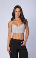 Silver Twisted-Detail Top